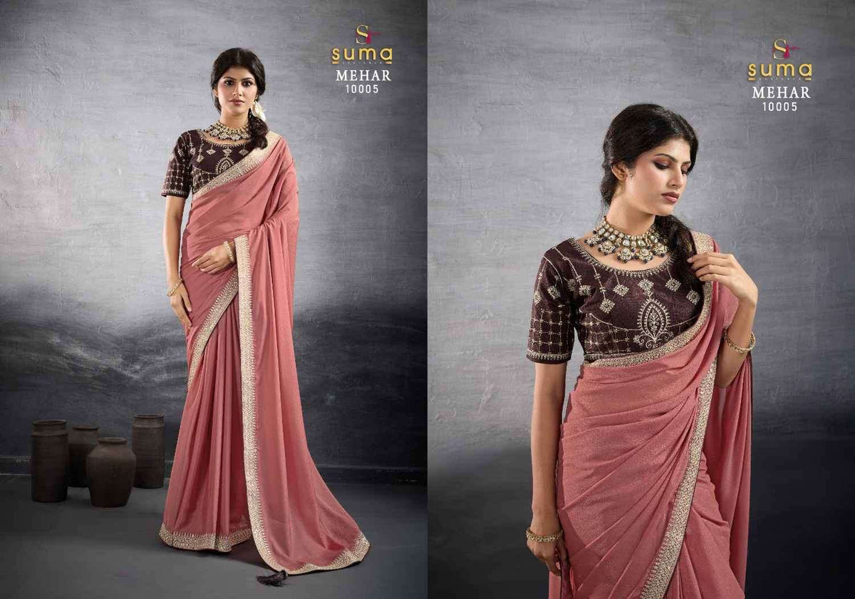Suma Mehar Star Georgette Embroidery Printed Saree Collection