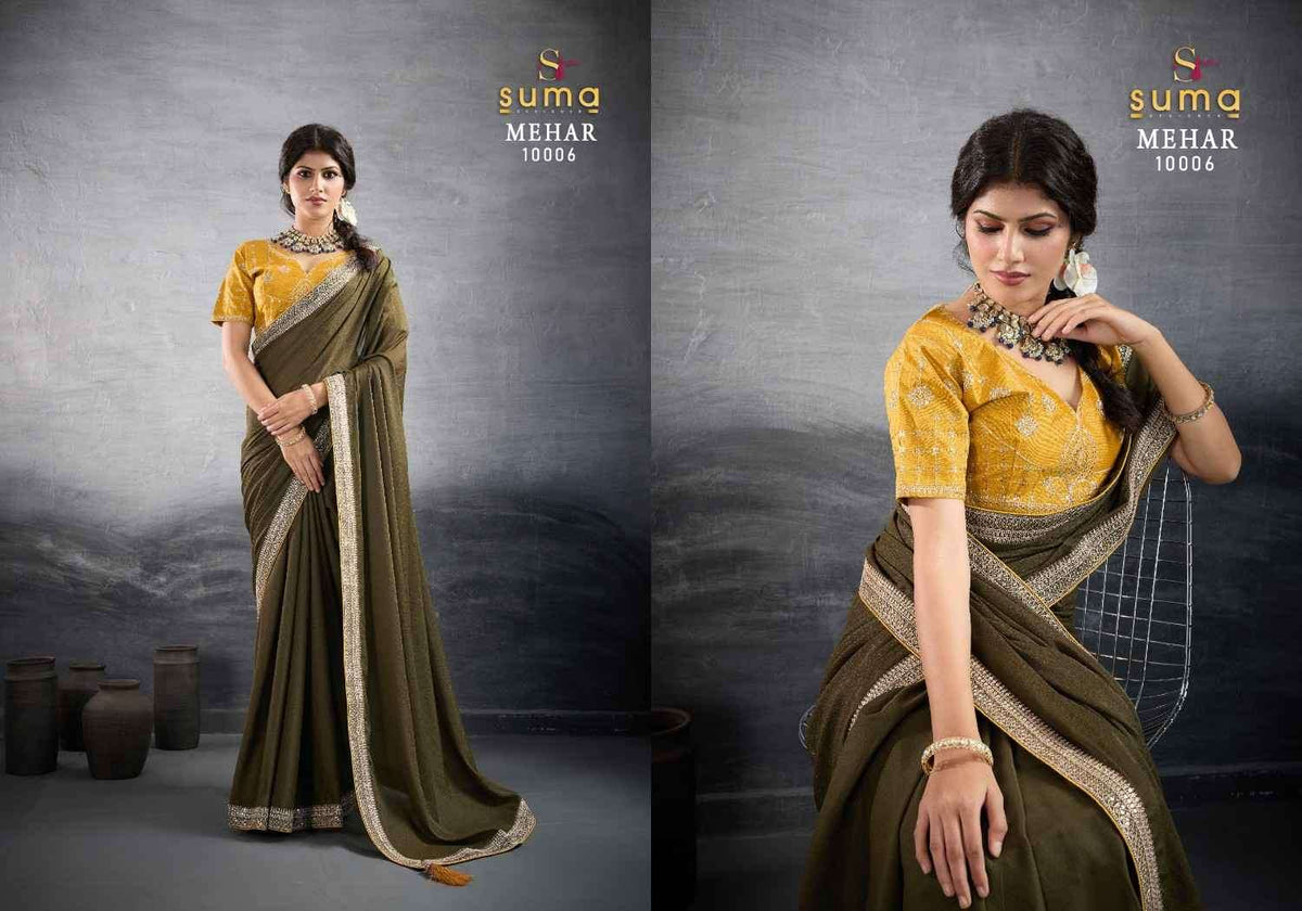 Suma Mehar Star Georgette Embroidery Printed Saree Collection