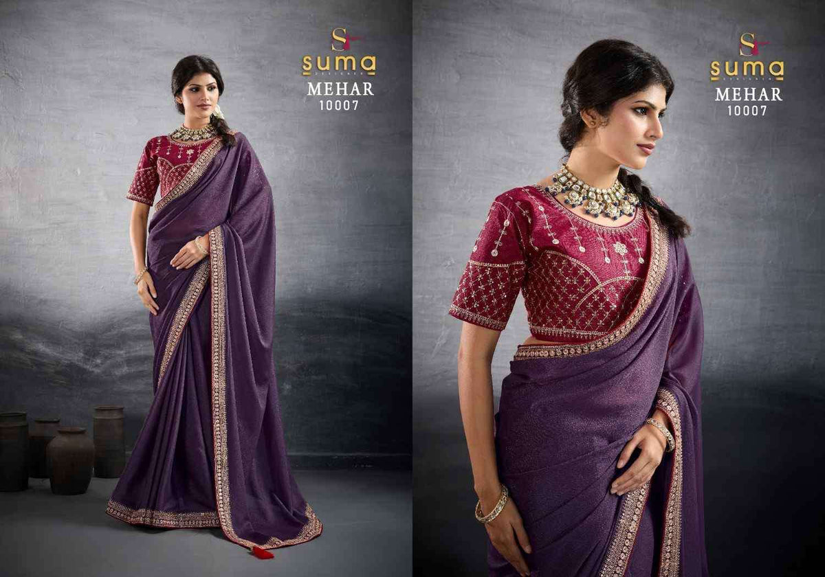 Suma Mehar Star Georgette Embroidery Printed Saree Collection