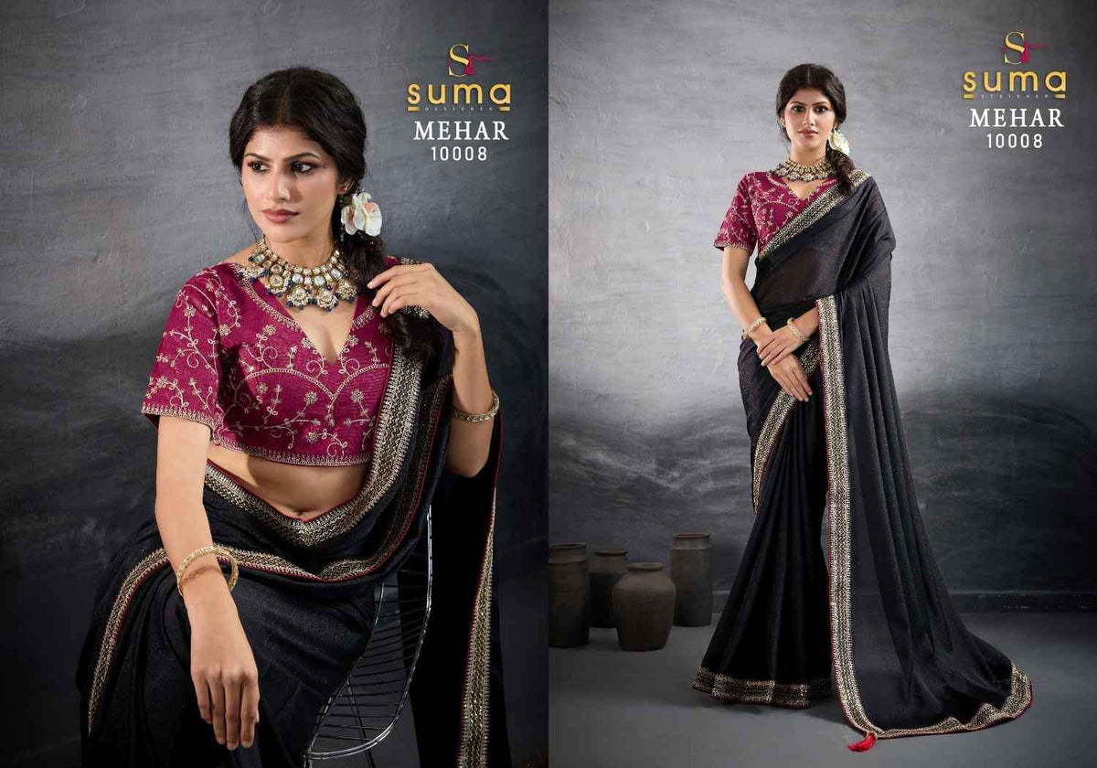 Suma Mehar Star Georgette Embroidery Printed Saree Collection