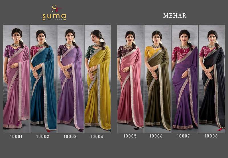 Suma Mehar Star Georgette Embroidery Printed Saree Collection