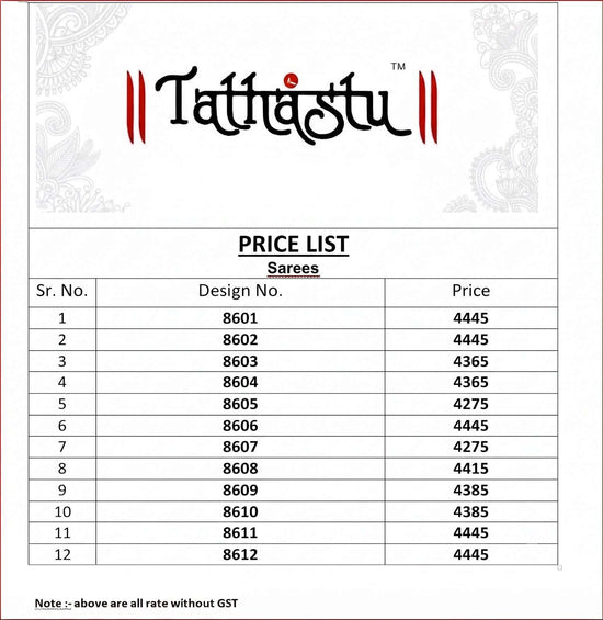 Tathastu Anaara 8600 Series Soft Silk Premium Embroidery Saree