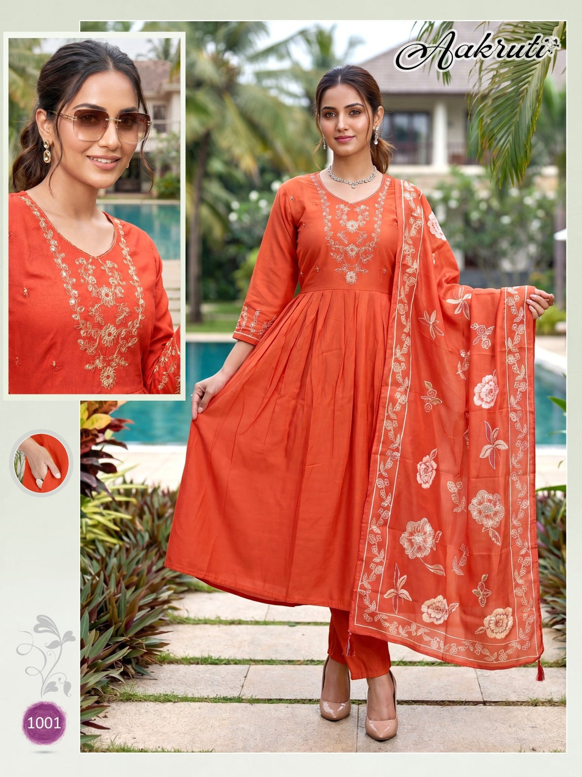 Aakruti Vol 1 Roman Silk Kurti Pant Dupatta Set - Amrah Wholesale
