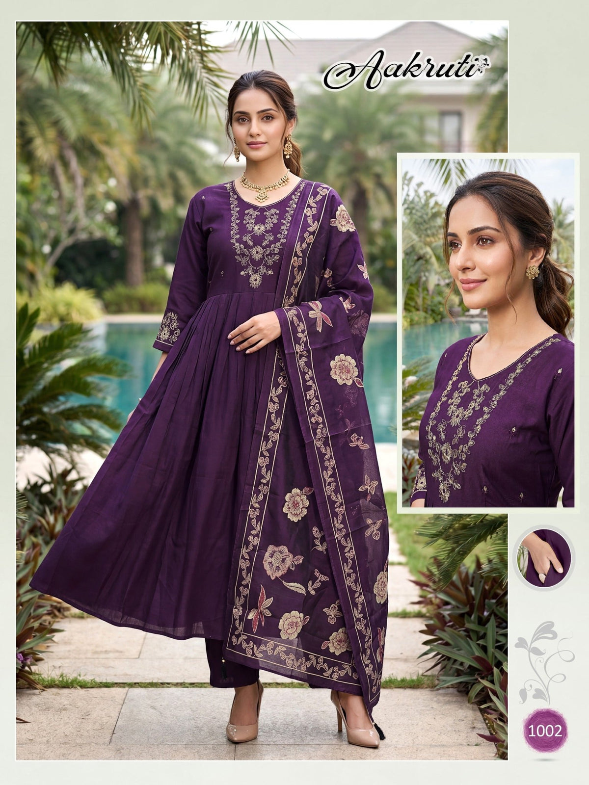 Aakruti Vol 1 Roman Silk Kurti Pant Dupatta Set - Amrah Wholesale