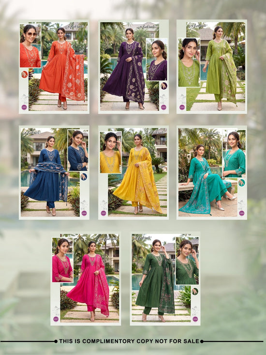Aakruti Vol 1 Roman Silk Kurti Pant Dupatta Set - Amrah Wholesale