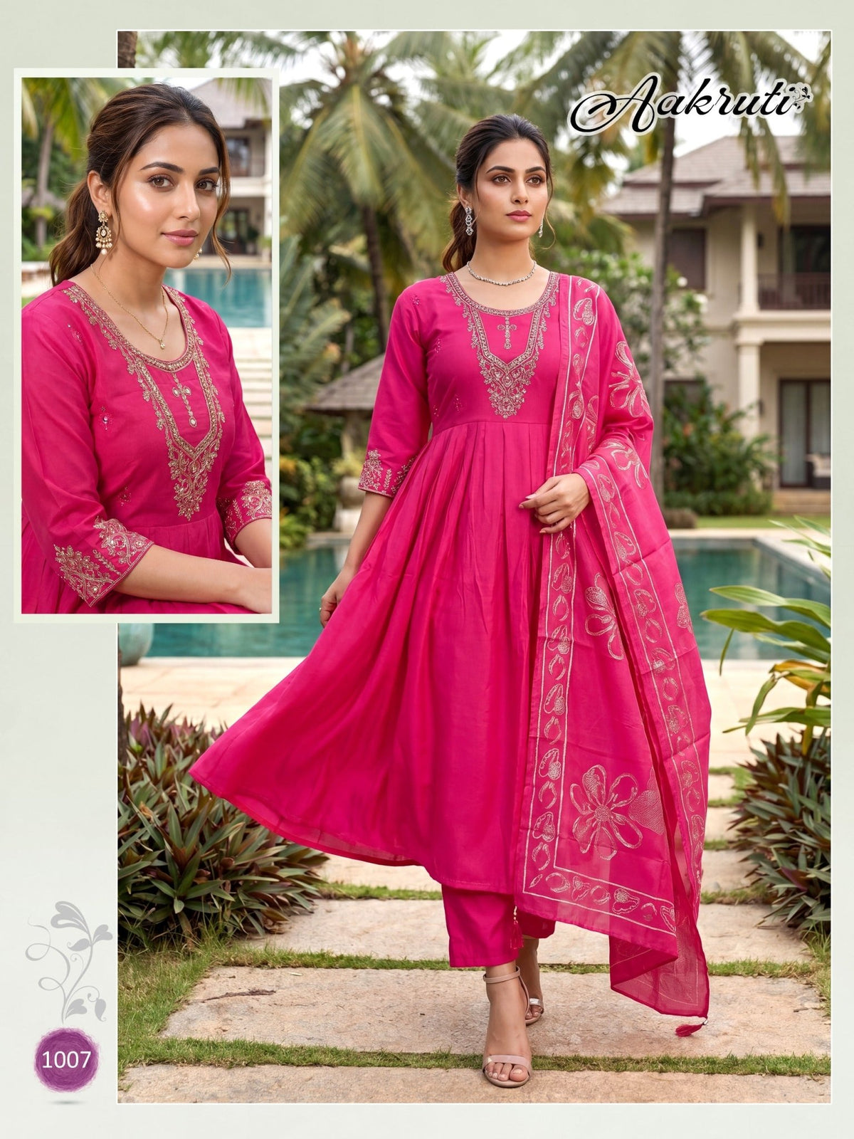 Aakruti Vol 1 Roman Silk Kurti Pant Dupatta Set - Amrah Wholesale