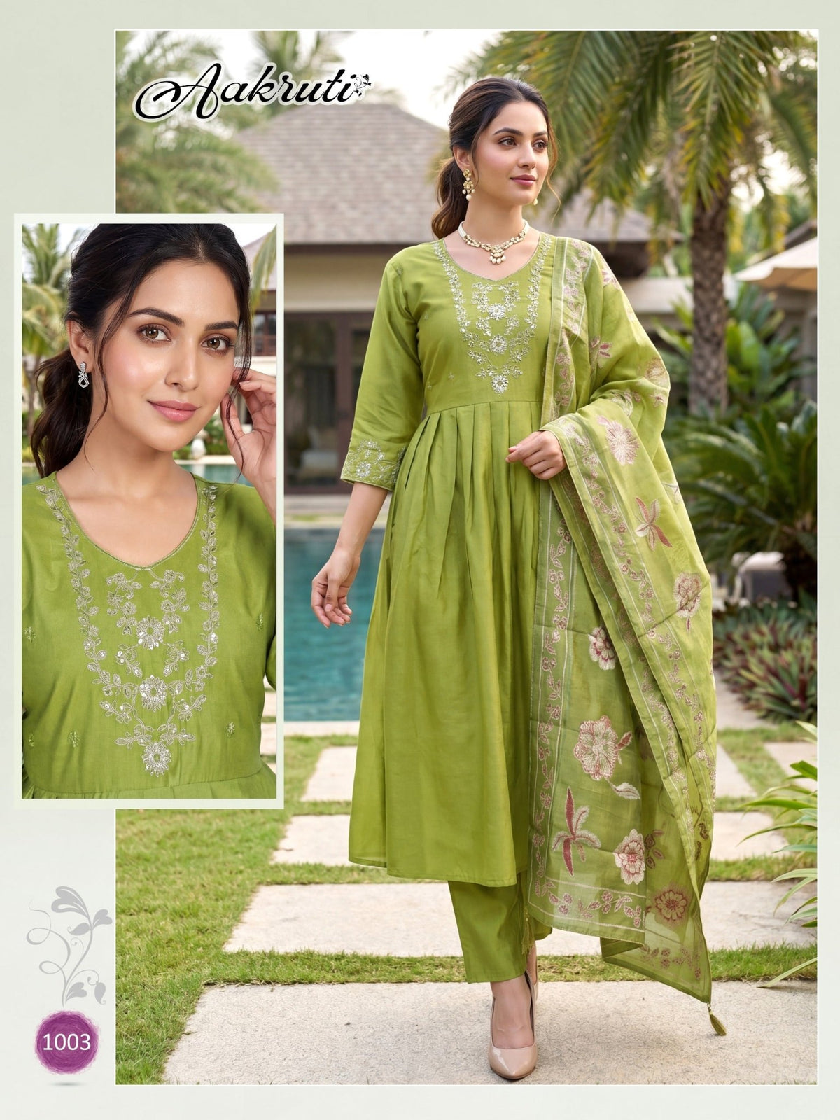 Aakruti Vol 1 Roman Silk Kurti Pant Dupatta Set - Amrah Wholesale