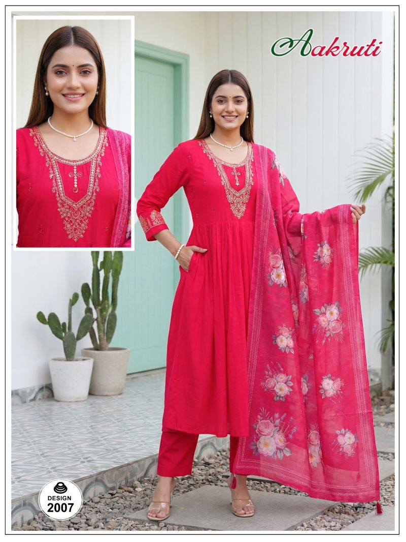Amrah Wholesale Aakruti Vol 2 Roman Silk Kurti Pant Dupatta Set