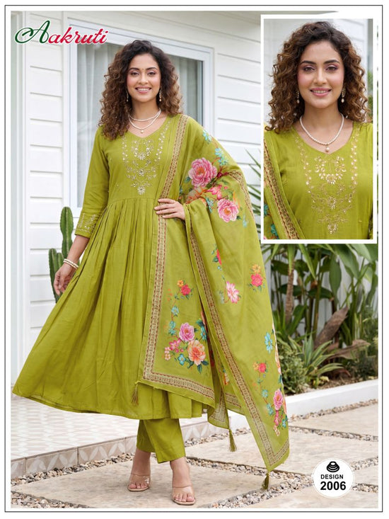 Amrah Wholesale Aakruti Vol 2 Roman Silk Kurti Pant Dupatta Set