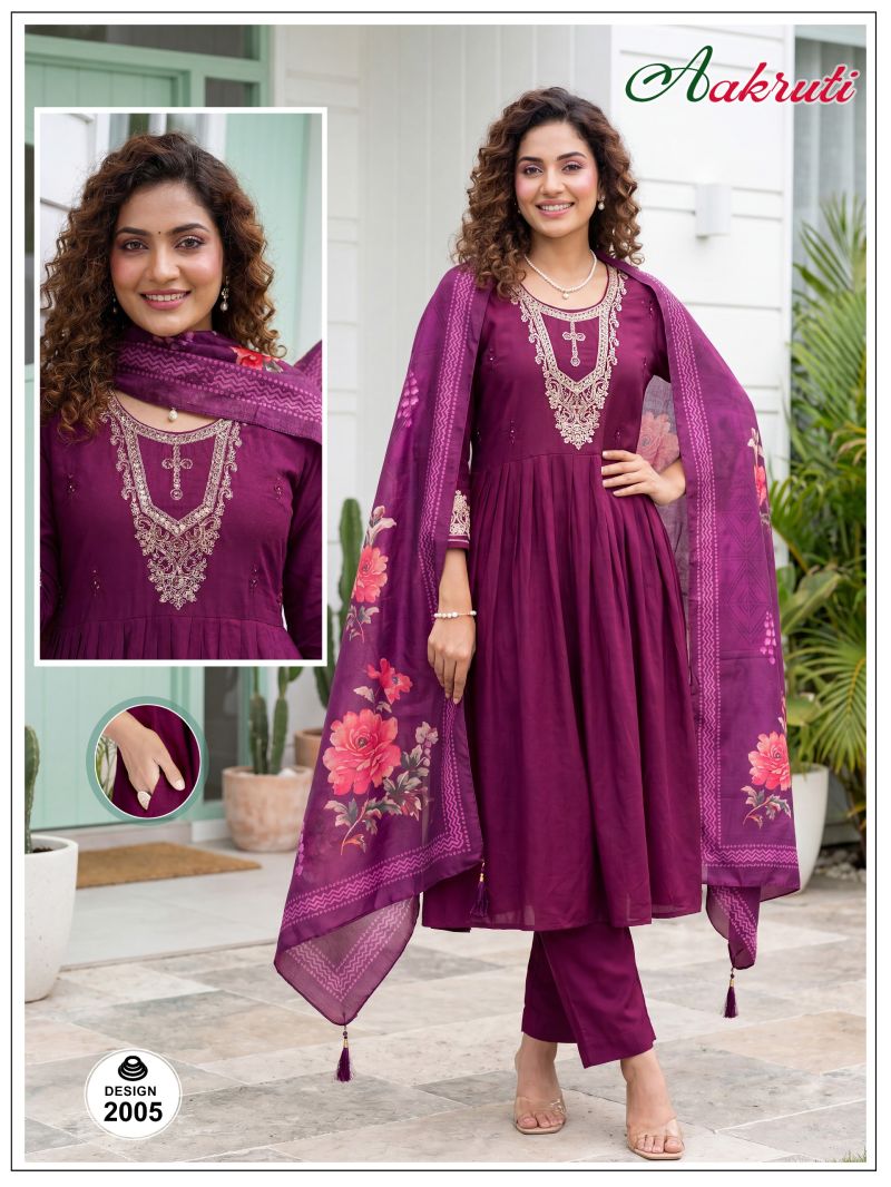 Amrah Wholesale Aakruti Vol 2 Roman Silk Kurti Pant Dupatta Set