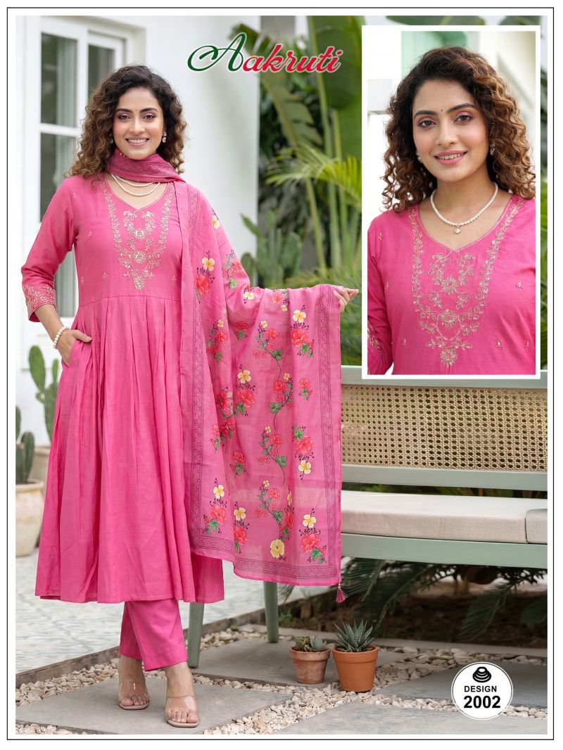 Amrah Wholesale Aakruti Vol 2 Roman Silk Kurti Pant Dupatta Set