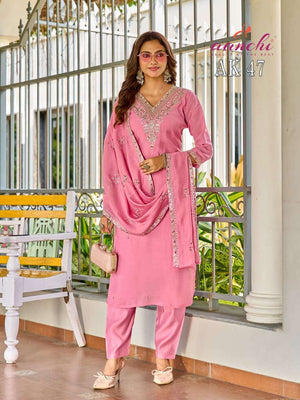 AANCHI AK-47 Cotton Embroidered Punjabi Suit Set - Amrah Wholesale