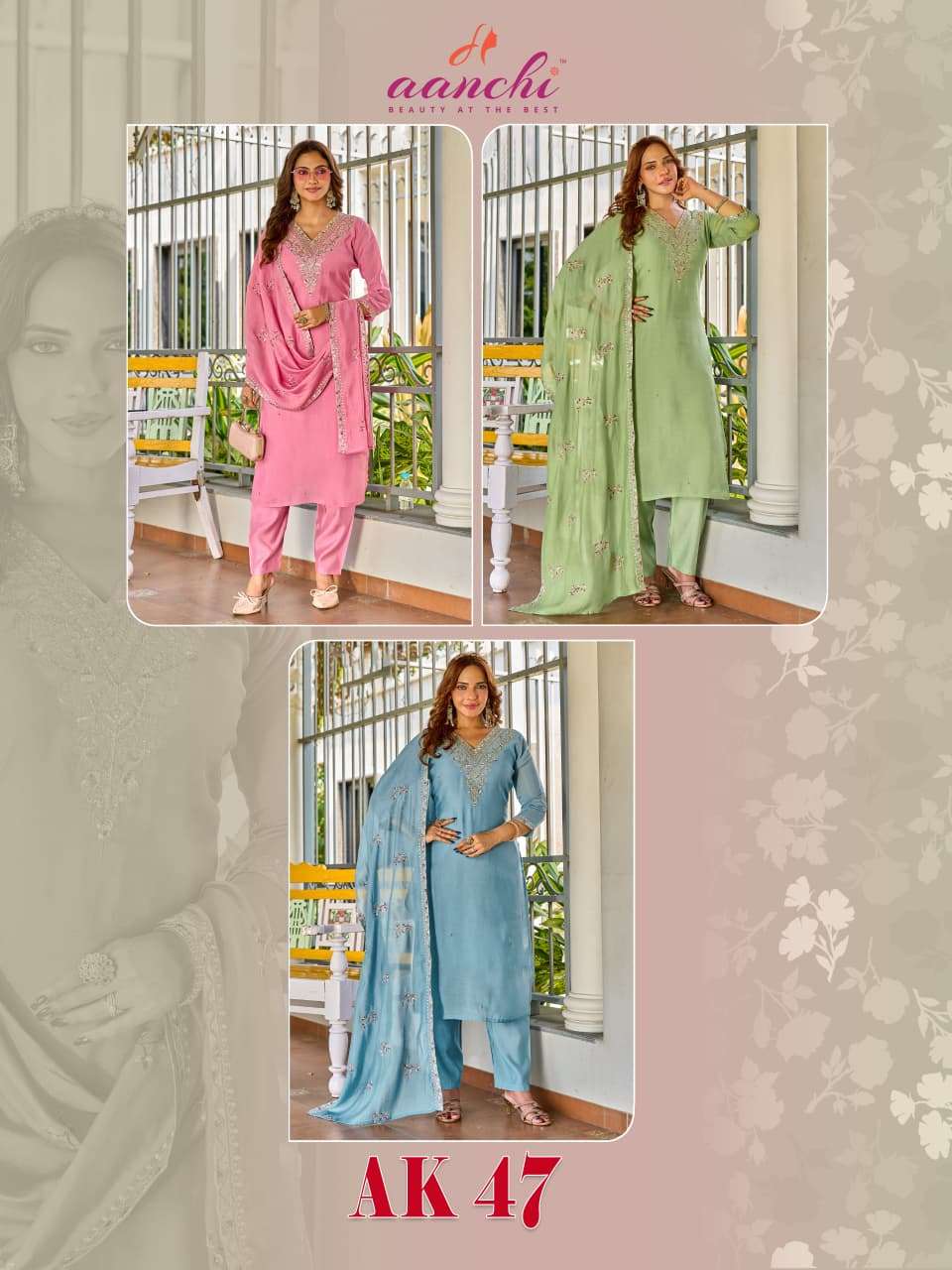 AANCHI AK-47 Cotton Embroidered Punjabi Suit Set - Amrah Wholesale