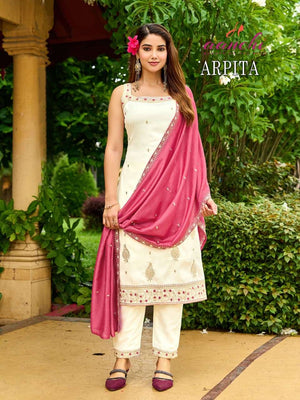 AANCHI ARPITA Crystal Silk Embroidered Salwar Suit Set - Amrah Wholesale