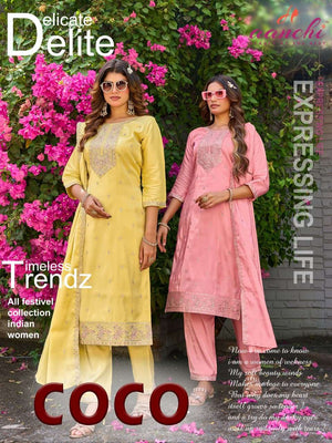 Aanchi Coco Glass Roman Kurti Pant Dupatta Set Wholesale - Amrah Wholesale