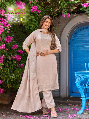 Aanchi Coco Glass Roman Kurti Pant Dupatta Set Wholesale - Amrah Wholesale