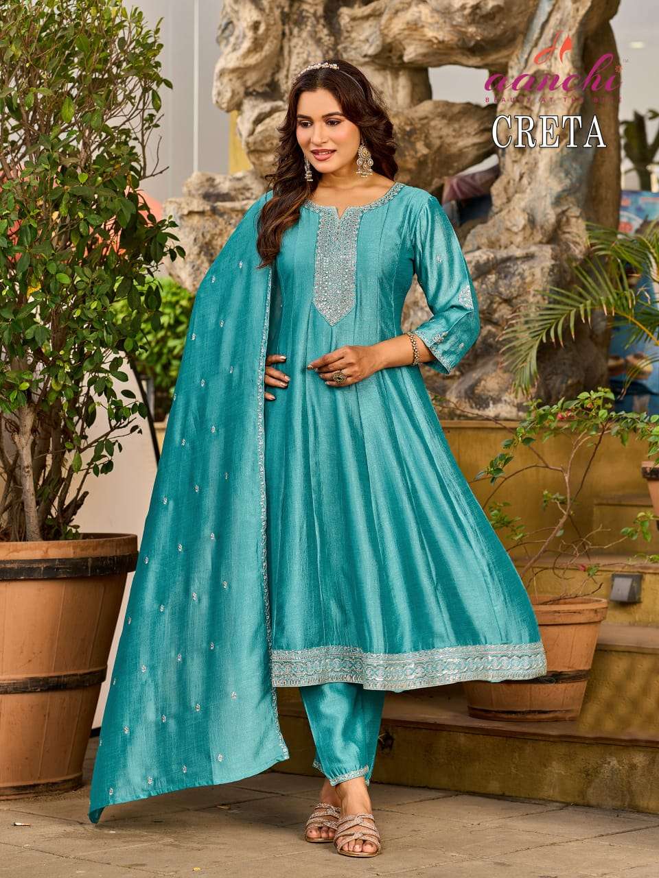 Aanchi Creata Vichitra Silk Anarkali Dress