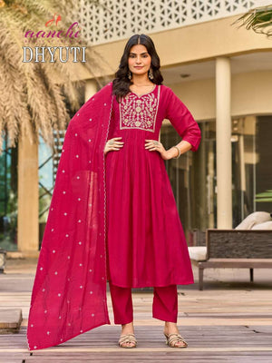Aanchi Dhyuti Mal Chanderi Anarkali Punjabi Suit Set