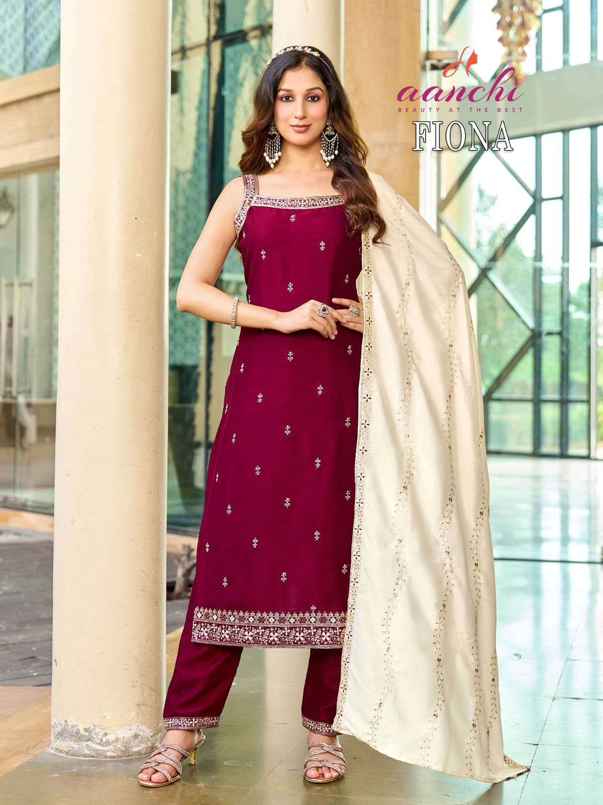 Aanchi Fiona Vol-1 Vichitra Silk Embroidered Work Stitched Salwar Suit