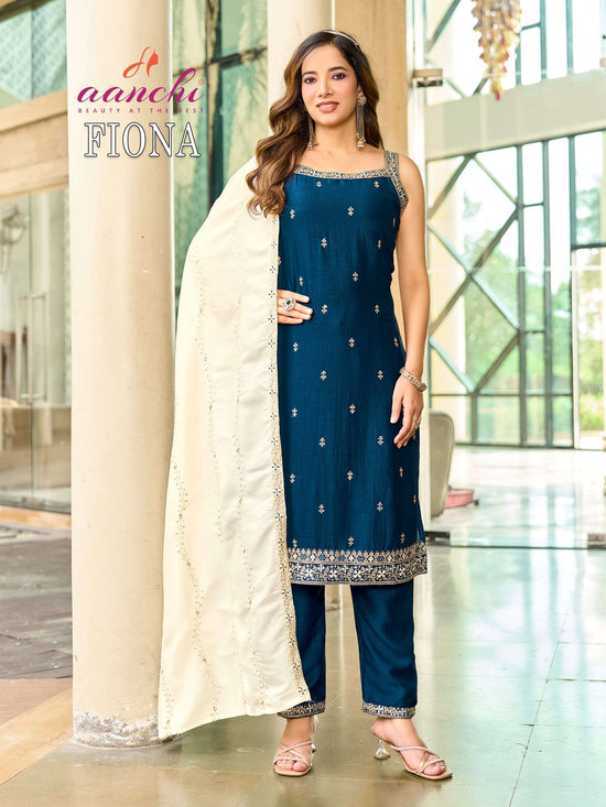 Aanchi Fiona Vol-1 Vichitra Silk Embroidered Work Stitched Salwar Suit