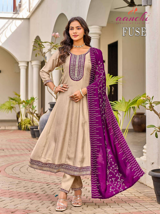 Aanchi Fuse Vichitra Silk Anarkali Dress