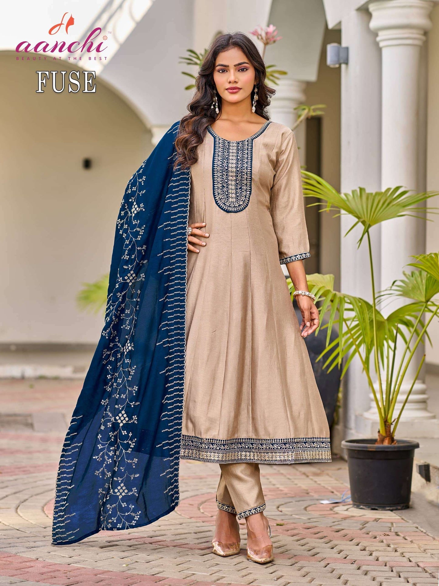 Aanchi Fuse Vichitra Silk Anarkali Dress