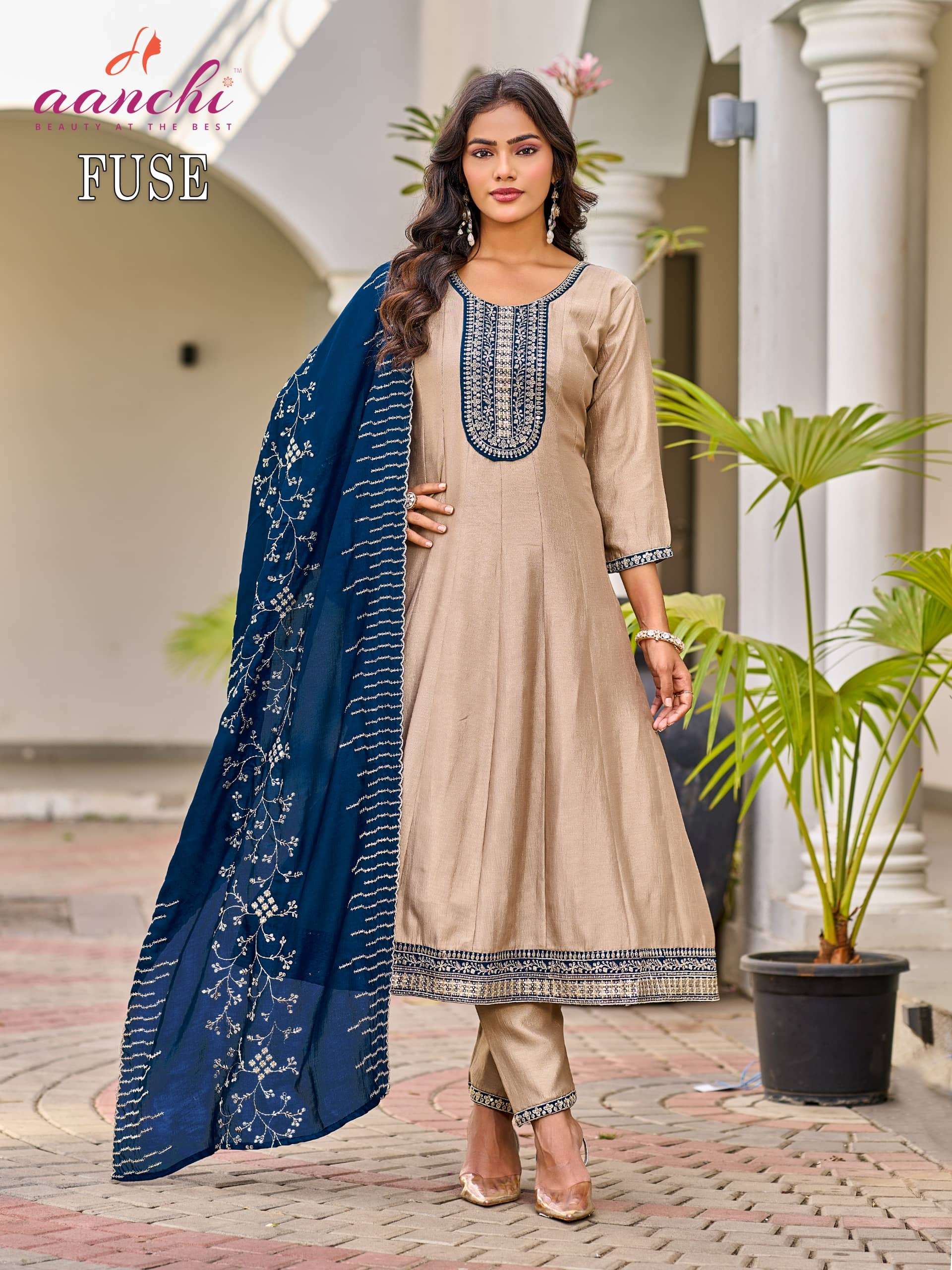 Aanchi Fuse Vichitra Silk Anarkali Dress