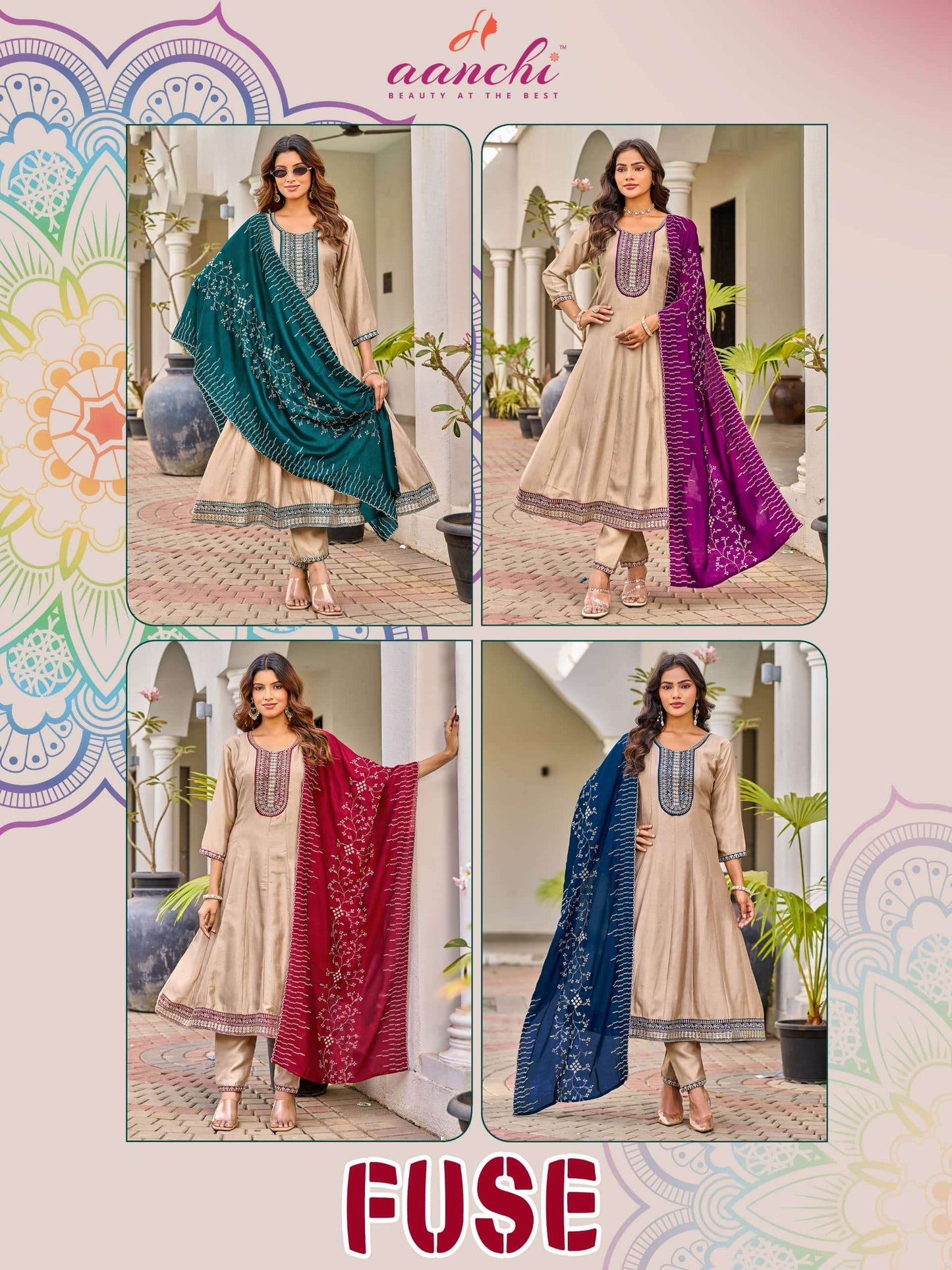 Aanchi Fuse Vichitra Silk Anarkali Dress
