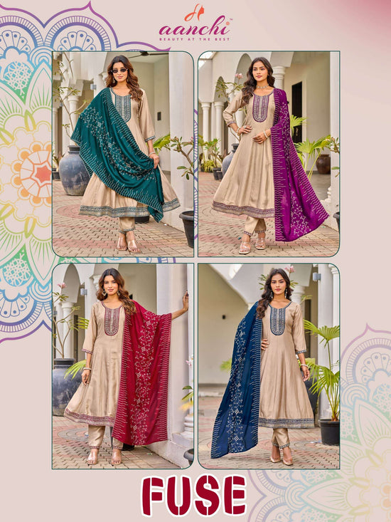 Aanchi Fuse Vichitra Silk Anarkali Dress
