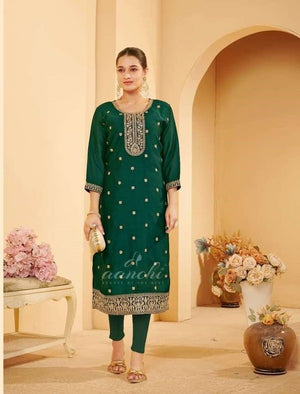 AANCHI FYRO Vichitra Silk Embroidered Kurti - Amrah Wholesale