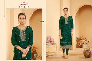 AANCHI FYRO Vichitra Silk Embroidered Kurti - Amrah Wholesale