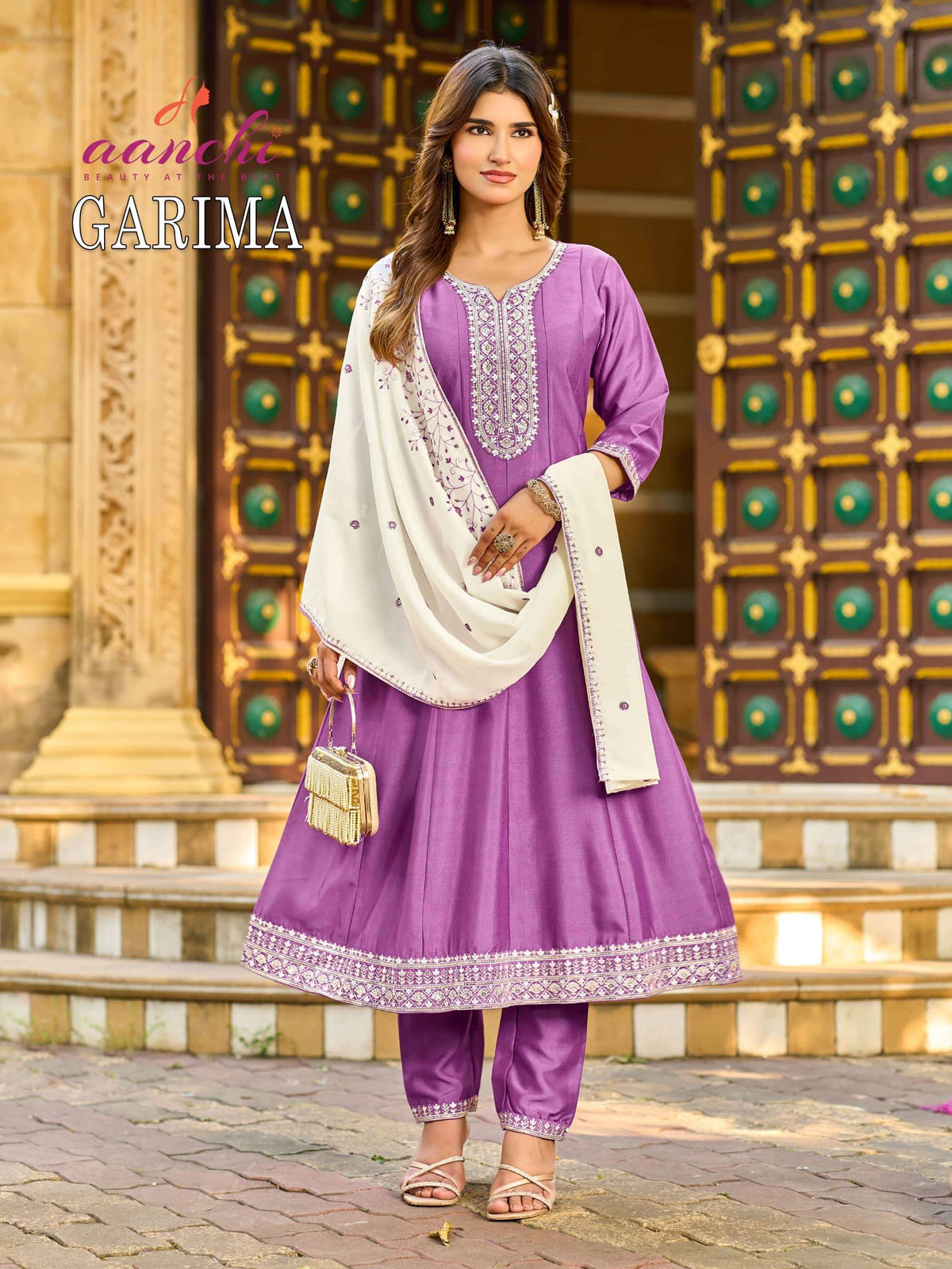 Aanchi Garima Vichitra Silk Embroidered Salwar Suit Set