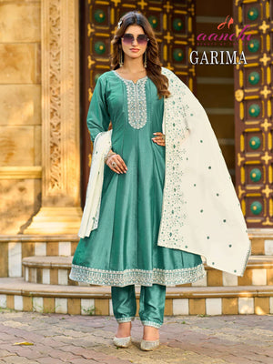 Aanchi Garima Vichitra Silk Embroidered Salwar Suit Set