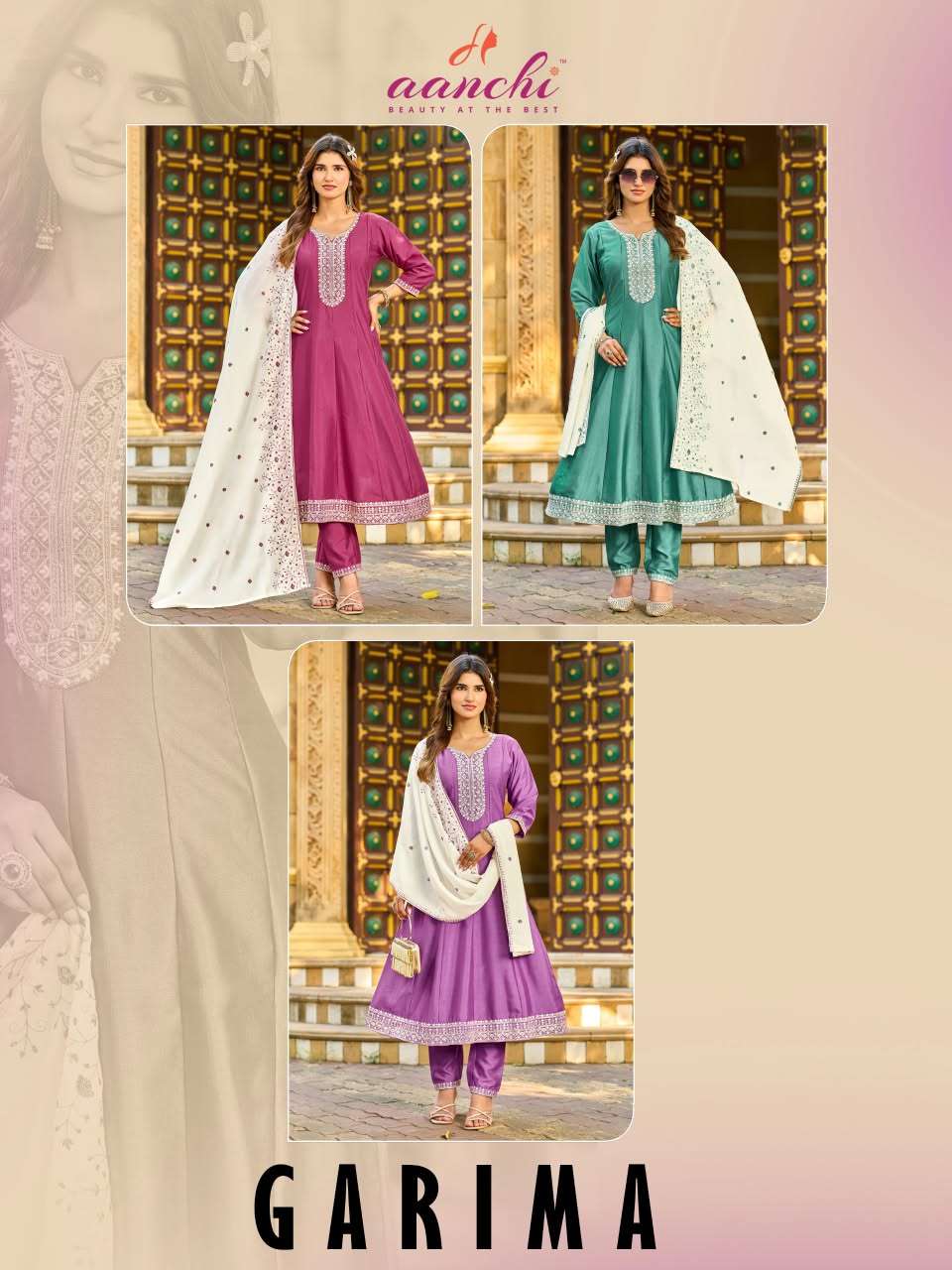 Aanchi Garima Vichitra Silk Embroidered Salwar Suit Set