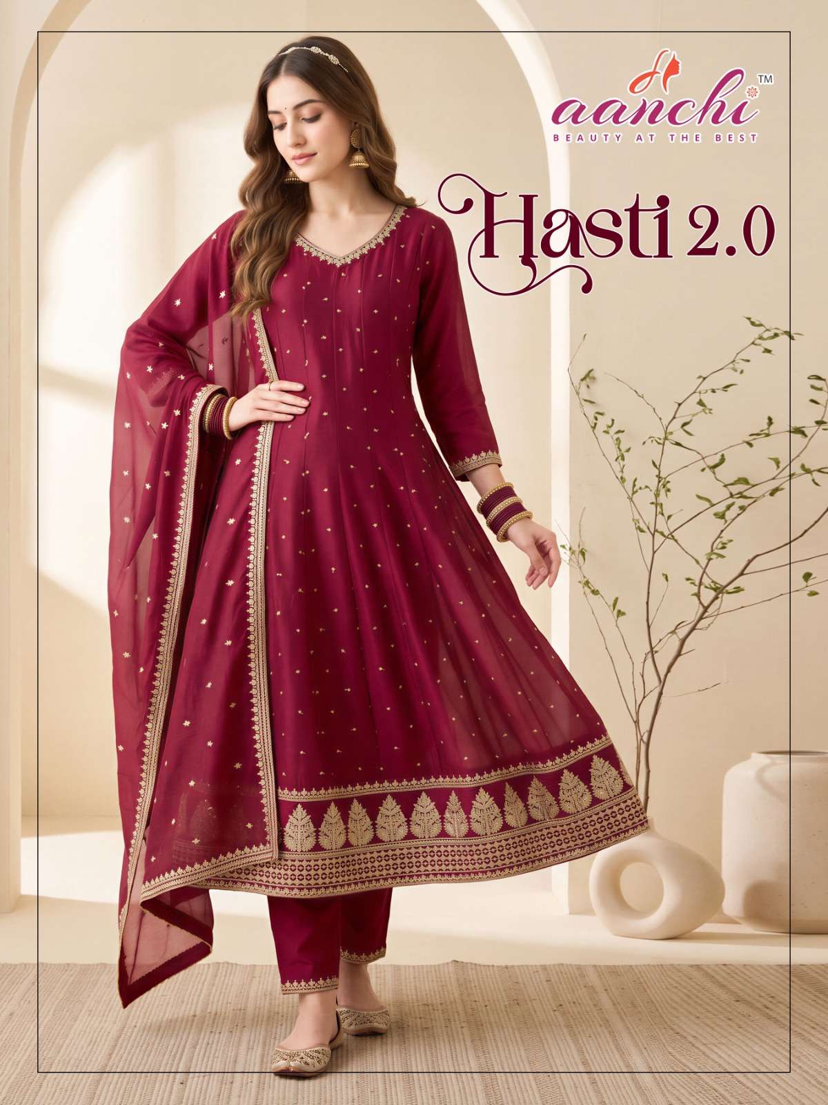 Aanchi Hasti 2.0 Vichitra Silk Embroidery Stitched Anarkali Suit