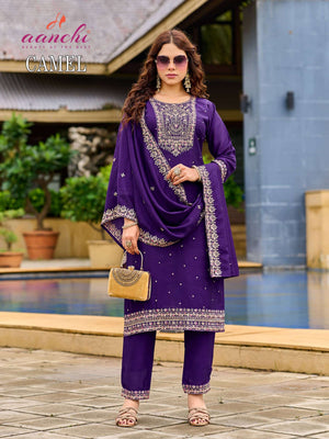 Aanchi Hasti 2.0 Vichitra Silk Embroidery Stitched Anarkali Suit