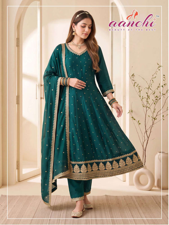Aanchi Hasti 2.0 Vichitra Silk Embroidery Stitched Anarkali Suit