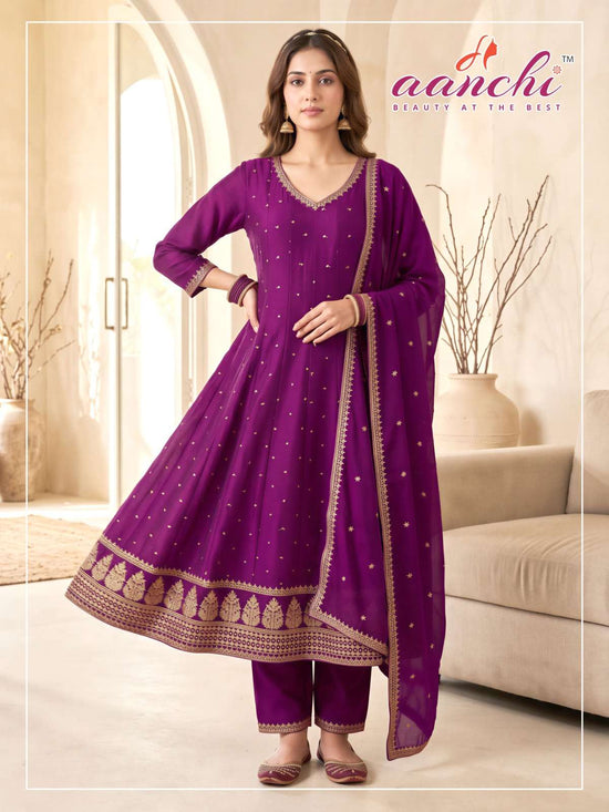 Aanchi Hasti 2.0 Vichitra Silk Embroidery Stitched Anarkali Suit