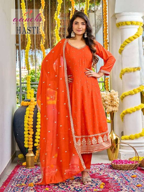 Aanchi Hasti Vichitra Silk Kurti Pant Dupatta Set - Amrah Wholesale