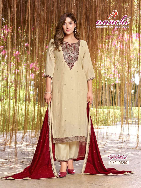 AANCHI HETVI Vichitra Silk Stitched Dress Set - Amrah Wholesale