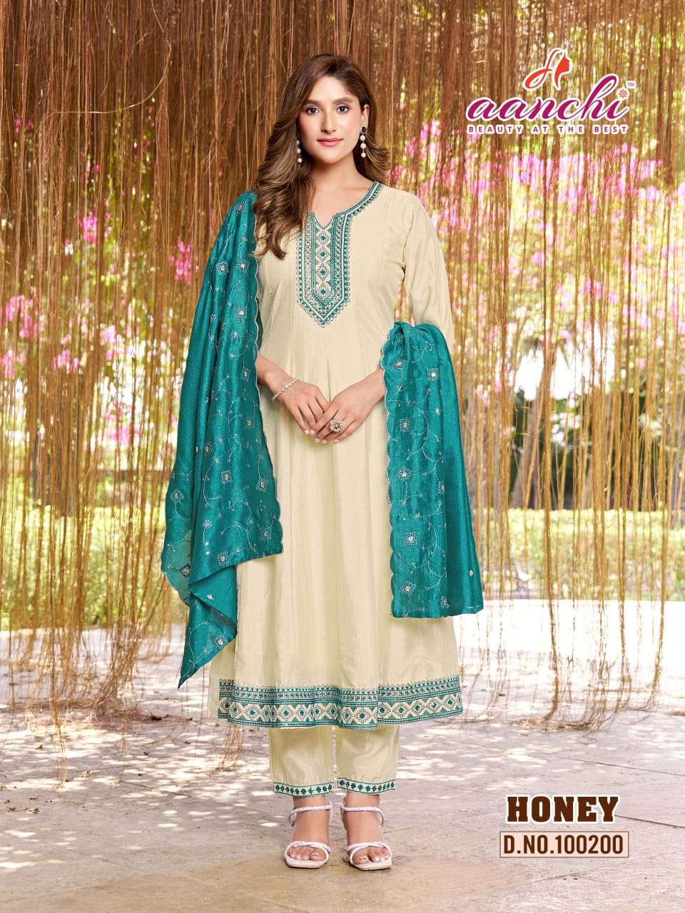 AANCHI HONEY Vichitra Silk Salwar Suit Set - Amrah Wholesale