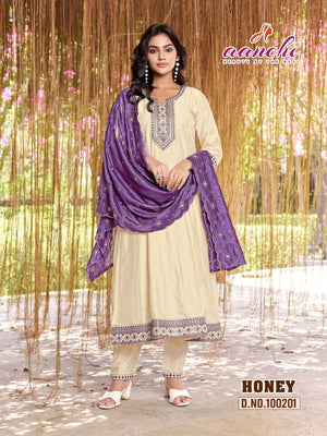 AANCHI HONEY Vichitra Silk Salwar Suit Set - Amrah Wholesale