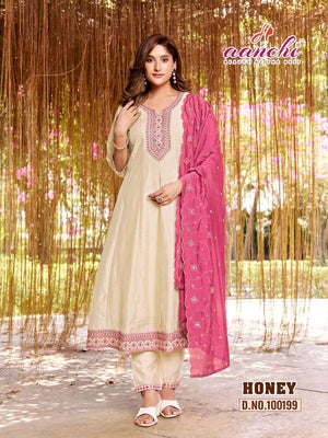 AANCHI HONEY Vichitra Silk Salwar Suit Set - Amrah Wholesale