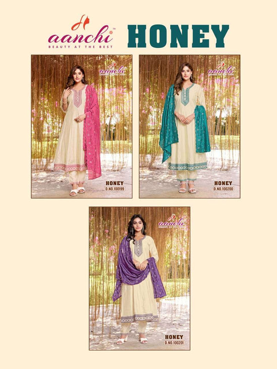 AANCHI HONEY Vichitra Silk Salwar Suit Set - Amrah Wholesale