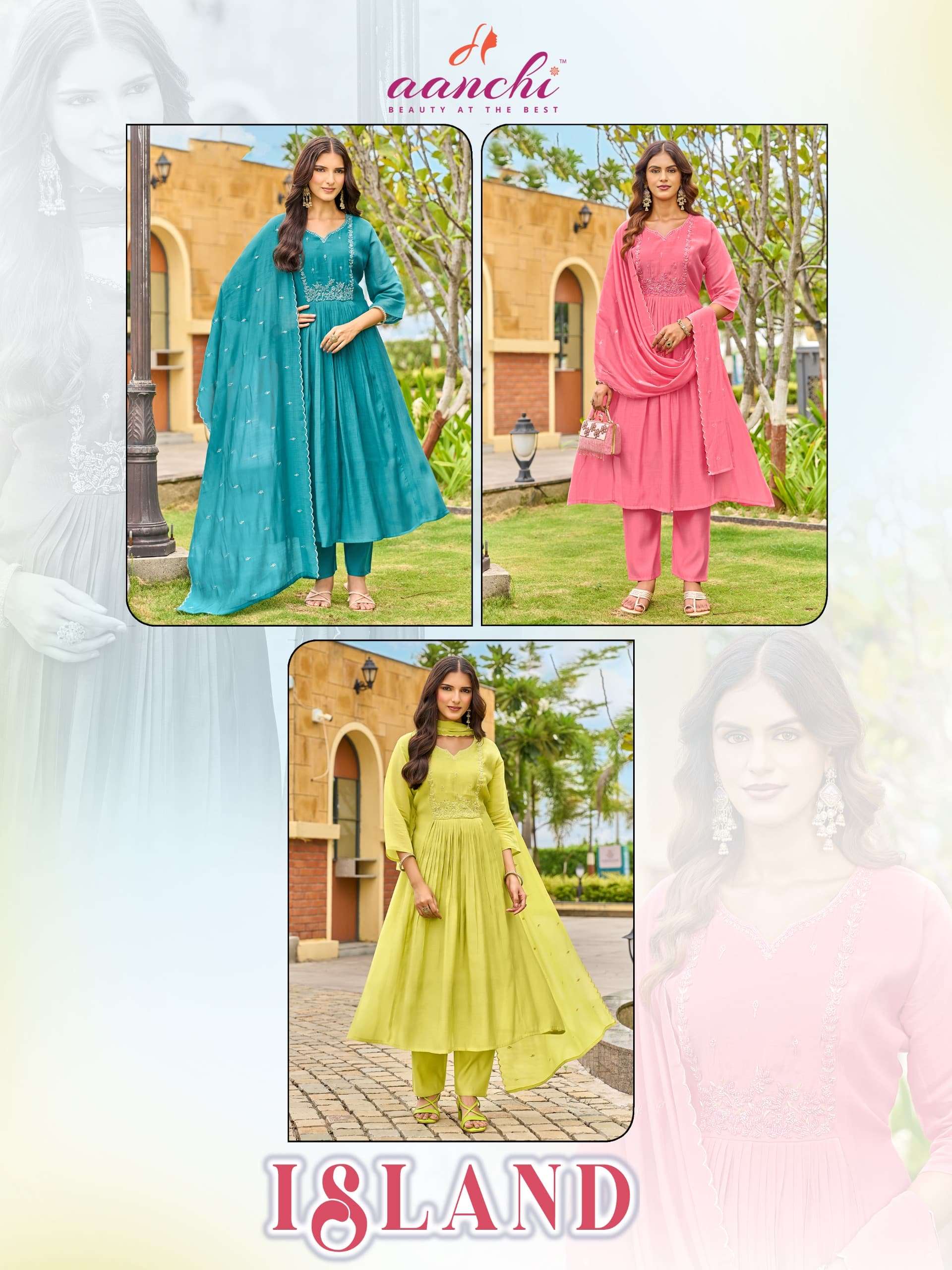 AANCHI ISLAND Mal Chanderi Embroidered Punjabi Anarkali Suit