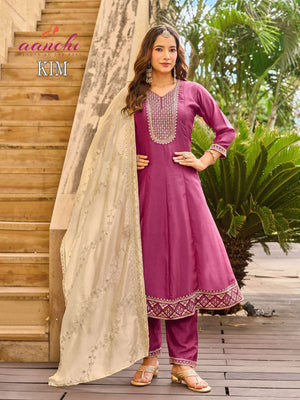 Aanchi Kim Vichitra Silk Sequence Work Ready To Wear Salwar Suit