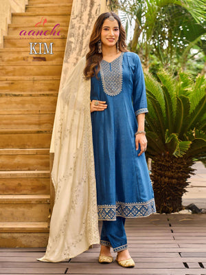 Aanchi Kim Vichitra Silk Sequence Work Ready To Wear Salwar Suit