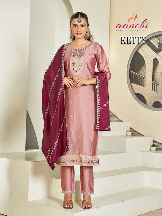 AANCHI KITTY Vichitra Silk Dress Material - Amrah Wholesale