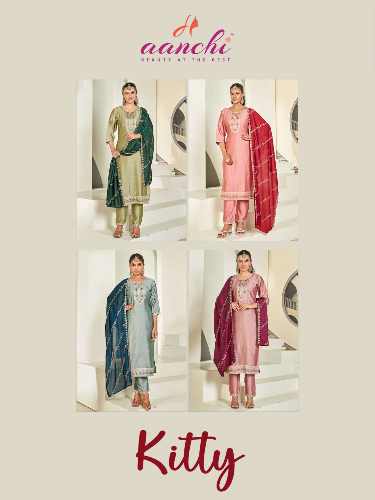 AANCHI KITTY Vichitra Silk Dress Material - Amrah Wholesale