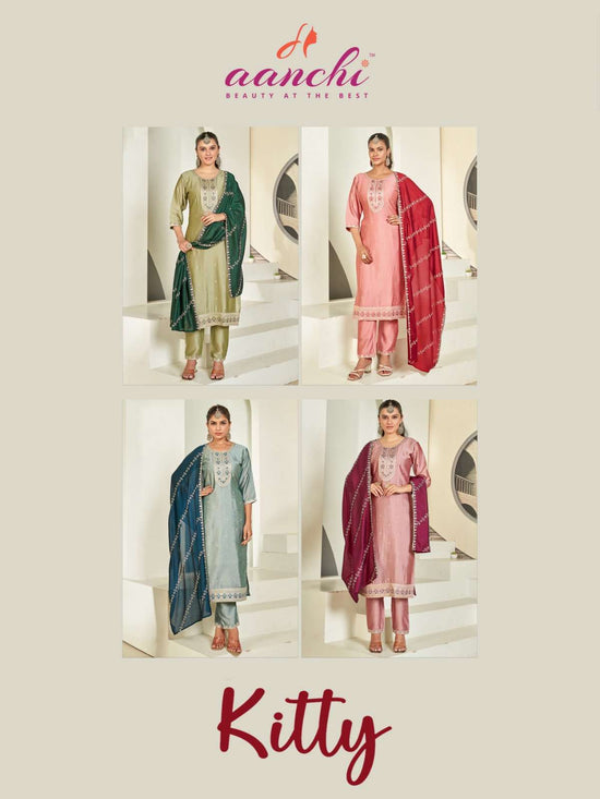 AANCHI KITTY Vichitra Silk Dress Material - Amrah Wholesale